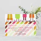 Invitation Rayures de Sleepover de soirée pyjamas (Debout devant)