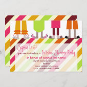 Invitation Rayures de Sleepover de soirée pyjamas (Devant / Derrière)