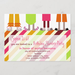 Invitation Rayures de Sleepover de soirée pyjamas