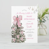 Invitation Rayures de Sprinkle de Noël Bébé Rose (Debout devant)