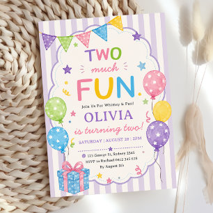 Invitation Rayures Deux Trop Amusant Anniversaire Coloré
