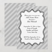 Invitation Rayures diagonales dans la barre grise Mitzvah (Devant / Derrière)
