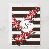 Invitation Rayures florales et noires et blanches rouges (Dos)