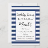 Invitation Rayures Horizontales Bleu Blanc Moderne Simple (Devant)