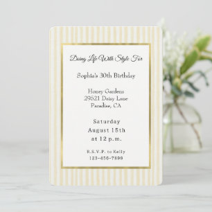 Invitation Rayures Jaunes Chic Anniversaire  