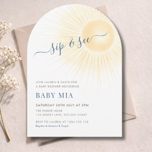 Invitation Rayures Jaunes Sunshine Sip & See