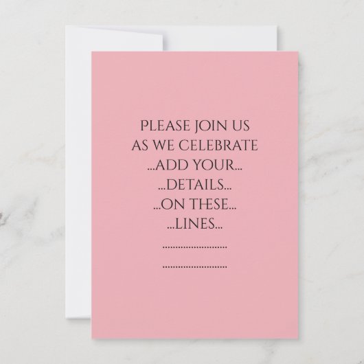 Invitation Rayures larges roses et noires élégantes (Dos)