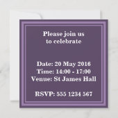 Invitation Rayures lavande Monogram (Dos)