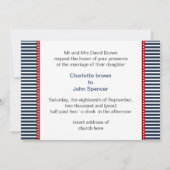 Invitation rayures marines, gouvernail, mariage nautique invi (Dos)