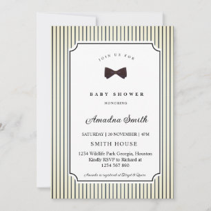 Invitation Rayures Modernes Baby Shower Petit Nœud