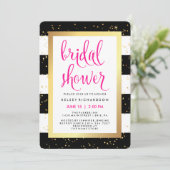 Invitation Rayures noires et blanches avec la Fête de la (Debout devant)