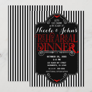 Invitation Rayures noires et blanches Dîner de répétition got
