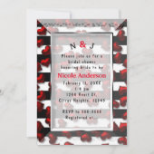 Invitation Rayures noires et blanches et cœurs rouges : Baby  (Devant)