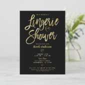 Invitation Rayures noires et blanches Glam lingerie dorée sou (Debout devant)