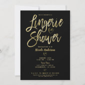 Invitation Rayures noires et blanches Glam Or Lingerie Douche (Devant)