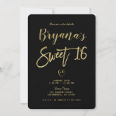 Invitation Rayures noires et blanches Or chic Moderne Sweet 1 (Devant)