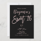 Invitation Rayures noires et blanches Rose or rose Chic Douce (Devant)