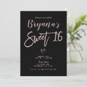 Invitation Rayures noires et blanches Rose or rose Chic Douce (Debout devant)