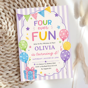 Invitation Rayures Quatre Toujours Amusant Anniversaire Color