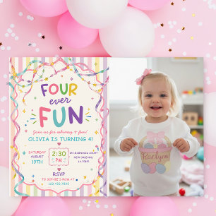 Invitation Rayures Quatre Toujours Amusant Anniversaire Color
