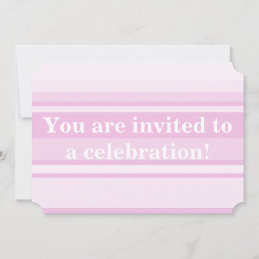 Invitation rayures rose bébé (Devant)