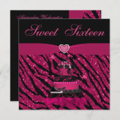 Invitation Rayures roses à la mode de gâteau et de zèbre du (Devant / Derrière)