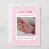 Invitation Rayures roses C'est une fille Annonce de naissance (Dos)