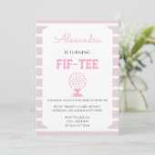 Invitation Rayures roses golf 50e anniversaire (Debout devant)