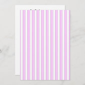 Invitation Rayures roses sur fond blanc (Devant / Derrière)