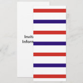Invitation Rayures Rouge Blanc et Bleu (Devant / Derrière)