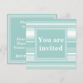 Invitation Rayures vert menthe monogramme (Devant / Derrière)