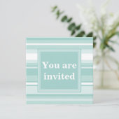 Invitation Rayures vert menthe monogramme (Debout devant)