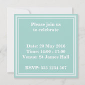 Invitation Rayures vert menthe monogramme (Dos)