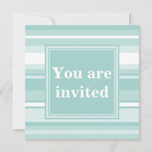 Invitation Rayures vert menthe monogramme (Devant)