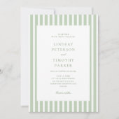 Invitation Rayures Vert Sauge Été Mariage Classique  (Devant)