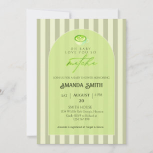 Invitation Rayures Vert Sauge Vous Aiment Autant Bébé Shower