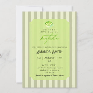 Invitation Rayures Vert Sauge Vous Aiment Autant Que Matcha B