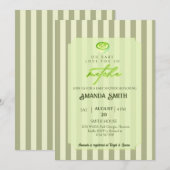 Invitation Rayures Vert Sauge Vous Aiment Tellement Bébé Matc (Devant / Derrière)
