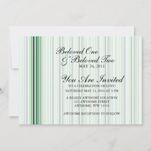 Invitation Rayures Vertes Cool (Devant)