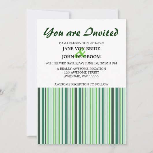 Invitation Rayures Vertes Fraîches (Devant)