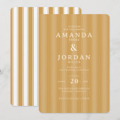 Invitation Rayures Verticales Moutarde Élégantes (Devant / Derrière)