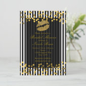 Invitation Rayures verticales noires et blanches Kiss Gold Li (Debout devant)