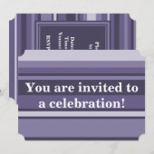 Invitation Rayures violettes de cuir monogramme (Devant / Derrière)