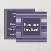 Invitation Rayures violettes de cuir monogramme (Devant / Derrière)