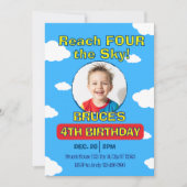 Invitation Reach FOUR the Sky, Picture Clouds 4th Birthday (Devant)