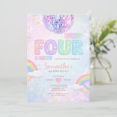 Invitation Ready FOUR a party Disco Rainbow Birthday (Debout devant)