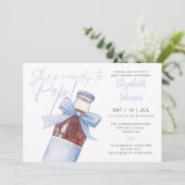 Invitation Ready To Pop Blue Soda Bottle QR Code Baby Shower (Debout devant)