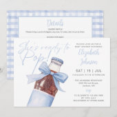 Invitation Ready To Pop Blue Soda Bottle QR Code Baby Shower (Devant / Derrière)