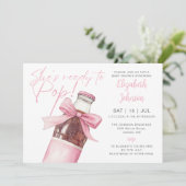 Invitation Ready To Pop Pink Soda Bottle QR Code Baby Shower (Debout devant)