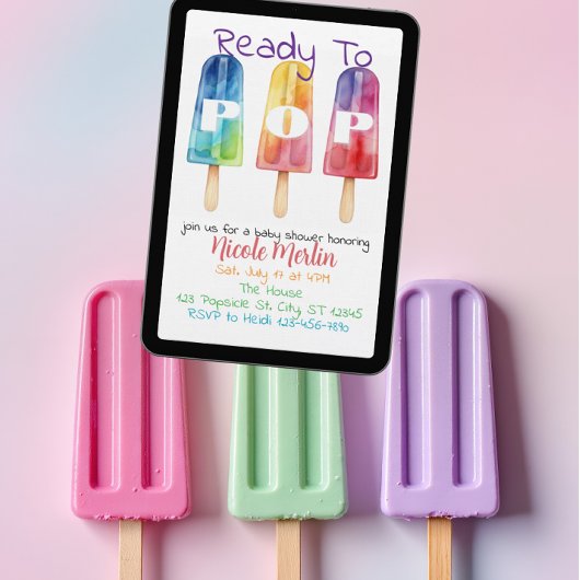 Invitation Ready To Pop, Rainbow Popsicle Baby Shower